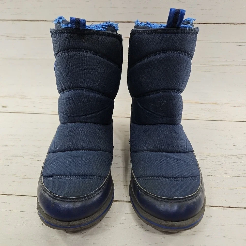 LL Bean Tek Youth Size 2 Navy Blue Winter Snow Boots Insulated Waterproof 505698